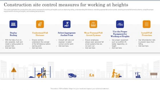 Construction Site Safety Measure Construction Site Control Measures For Working At Heights Slides PDF