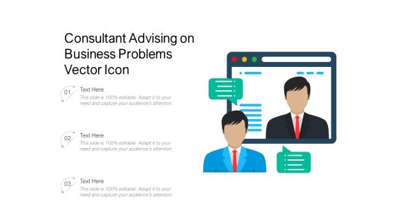 Consultant Advising On Business Problems Vector Icon Ppt PowerPoint Presentation Gallery Brochure PDF