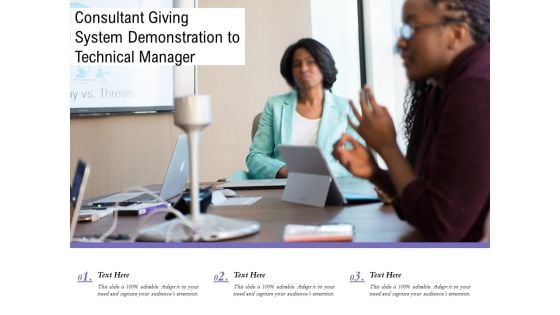 Consultant Giving System Demonstration To Technical Manager Ppt Outline Format Ideas PDF Consultant Giving System Demonstration To Technical Manager Ppt Outline Format Ideas PDF