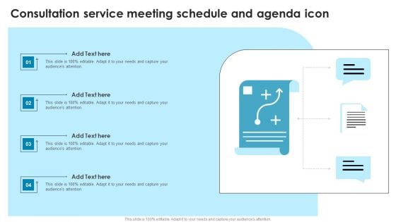 Consultation Service Meeting Schedule And Agenda Icon Summary PDF