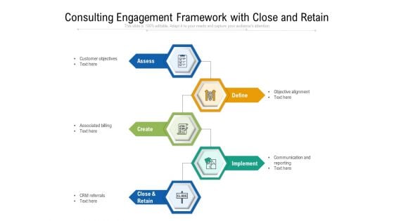 Consulting Engagement Framework With Close And Retain Ppt PowerPoint Presentation Ideas Deck PDF