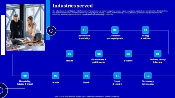 Consulting Firm Business Profile Industries Served Infographics PDF