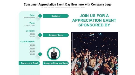 Consumer Appreciation Event Day Brochure With Company Logo Ppt PowerPoint Presentation Gallery Display PDF