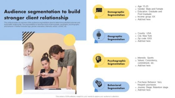 Consumer Buying Behavior Audience Segmentation To Build Stronger Client Relationship Introduction PDF