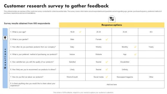 Consumer Buying Behavior Customer Research Survey To Gather Feedback Brochure PDF