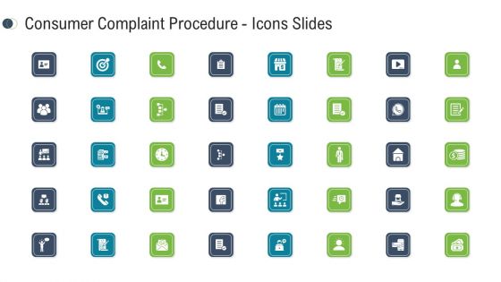 Consumer Complaint Procedure Icons Slides Ppt Portfolio Rules PDF