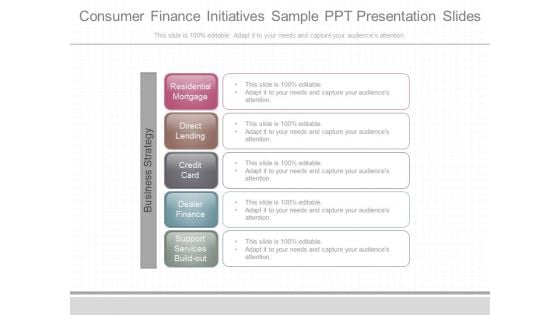 Consumer Finance Initiatives Sample Ppt Presentation Slides
