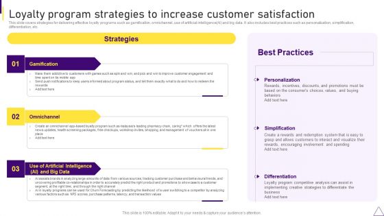 Consumer Journey Mapping Techniques Loyalty Program Strategies To Increase Customer Satisfaction Themes PDF