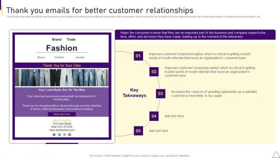 Consumer Journey Mapping Techniques Thank You Emails For Better Customer Relationships Elements PDF