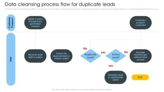 Consumer Lead Generation Process Data Cleansing Process Flow For Duplicate Leads Professional PDF