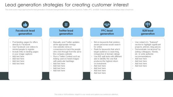 Consumer Lead Generation Process Lead Generation Strategies For Creating Customer Interest Themes PDF