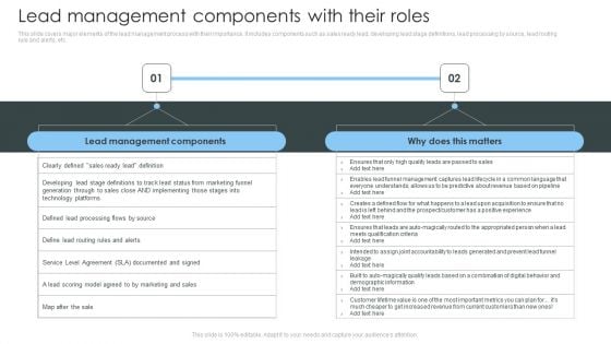 Consumer Lead Generation Process Lead Management Components With Their Roles Introduction PDF