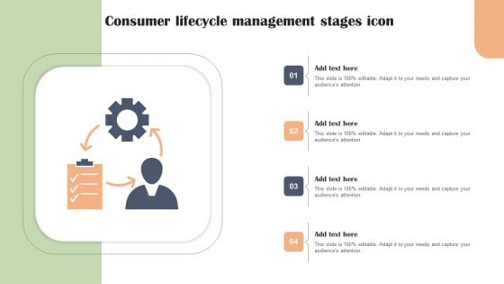 Consumer Lifecycle Management Stages Icon Portrait PDF