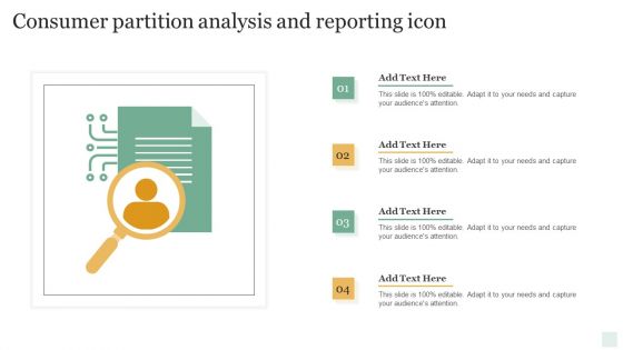 Consumer Partition Analysis And Reporting Icon Graphics PDF