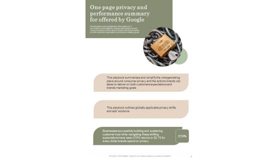 Consumer Privacy And Performance Playbook Template
