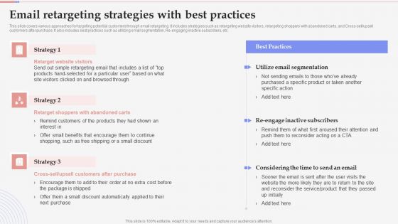 Consumer Retargeting Techniques Email Retargeting Strategies With Best Practices Slides PDF