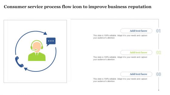 Consumer Service Process Flow Icon To Improve Business Reputation Download PDF
