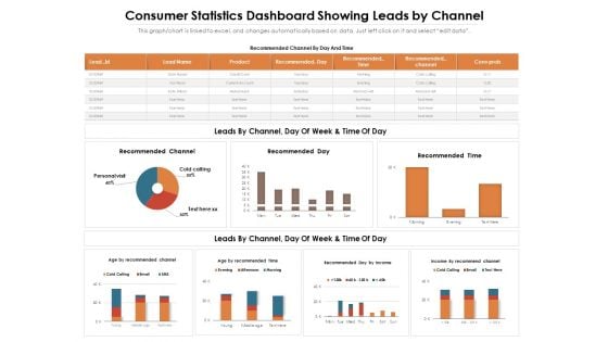 Consumer Statistics Dashboard Showing Leads By Channel Ppt PowerPoint Presentation File Graphics Template PDF