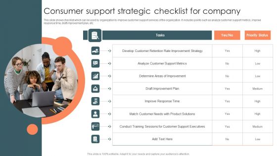 Consumer Support Strategic Checklist For Company Diagrams PDF