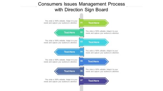 Consumers Issues Management Process With Direction Sign Board Ppt PowerPoint Presentation Show Slides PDF