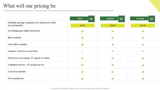 Consumption Based Pricing Model What Will Our Pricing Be Clipart PDF