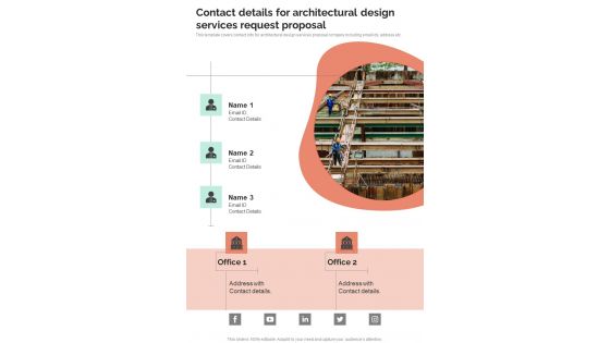 Contact Details For Architectural Design Services Request Proposal One Pager Sample Example Document Contact Details For Architectural Design Services Request Proposal One Pager Sample Example Document