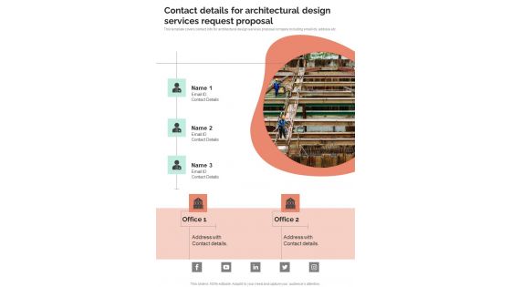 Contact Details For Architectural Design Services Request Proposal One Pager Sample Example Document