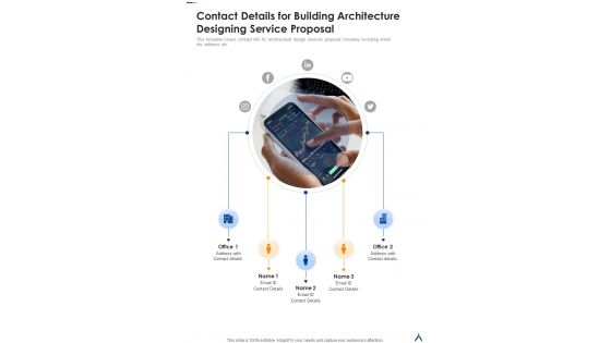 Contact Details For Building Architecture Designing Service Proposal One Pager Sample Example Document