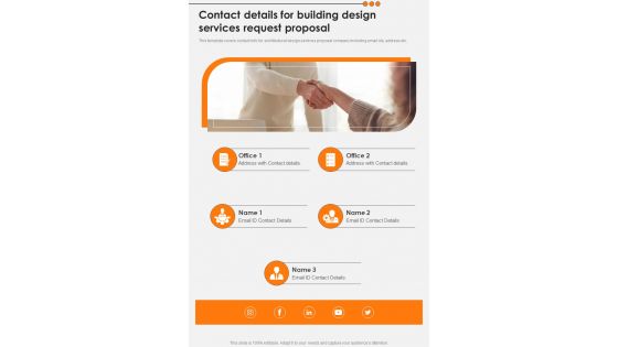 Contact Details For Building Design Services Request Proposal One Pager Sample Example Document