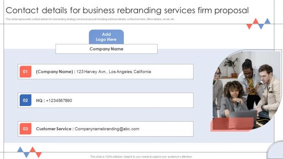 Contact Details For Business Rebranding Services Firm Proposal Diagrams PDF