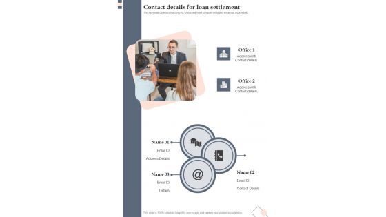 Contact Details For Loan Settlement One Pager Sample Example Document