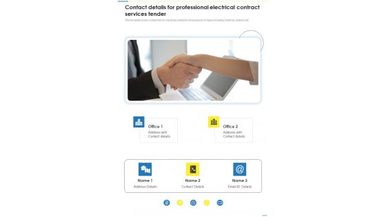 Contact Details For Professional Electrical Contract Services Tender One Pager Sample Example Document