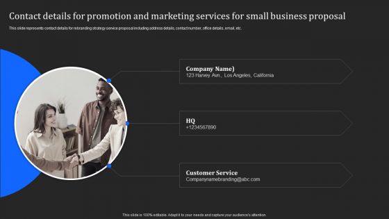 Contact Details For Promotion And Marketing Services For Small Business Proposal Sample PDF