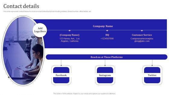 Contact Details Snow Removal Business Services Proposal Diagrams PDF