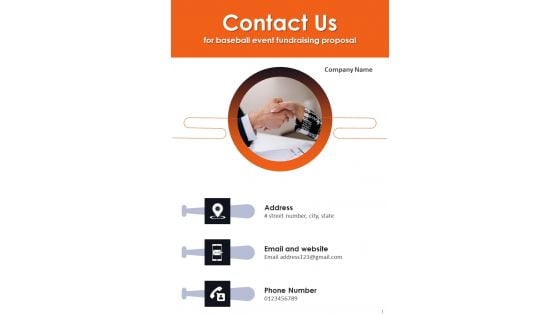 Contact Us For Baseball Event Fundraising Proposal One Pager Sample Example Document Contact Us For Baseball Event Fundraising Proposal One Pager Sample Example Document