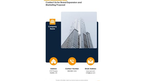 Contact Us For Brand Expansion And Marketing Proposal One Pager Sample Example Document Contact Us For Brand Expansion And Marketing Proposal One Pager Sample Example Document