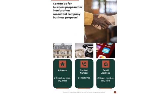 Contact Us For Business Proposal For Immigration Consultant Company Business Proposal One Pager Sample Example Document Contact Us For Business Proposal For Immigration Consultant Company Business Proposal One Pager Sample Example Document