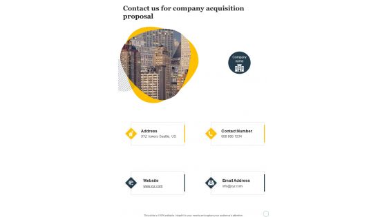 Contact Us For Company Acquisition Proposal One Pager Sample Example Document Contact Us For Company Acquisition Proposal One Pager Sample Example Document