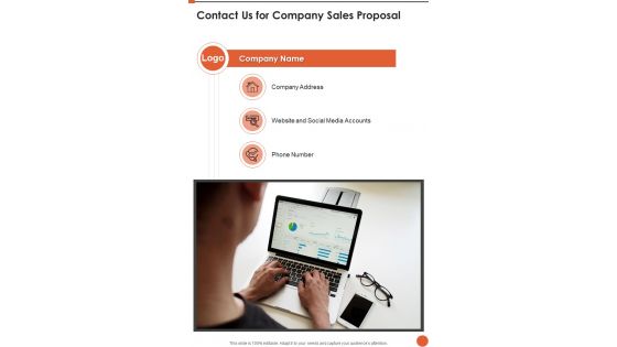 Contact Us For Company Sales Proposal One Pager Sample Example Document