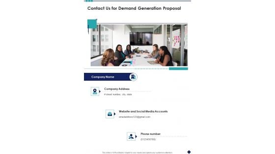 Contact Us For Demand Generation Proposal One Pager Sample Example Document