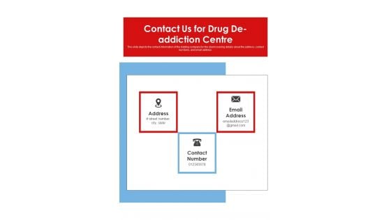 Contact Us For Drug De Addiction Centre One Pager Sample Example Document Contact Us For Drug De Addiction Centre One Pager Sample Example Document