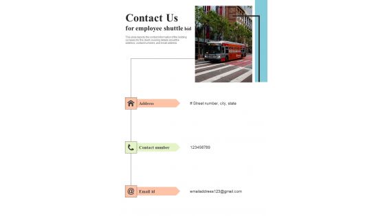 Contact Us For Employee Shuttle Bid One Pager Sample Example Document