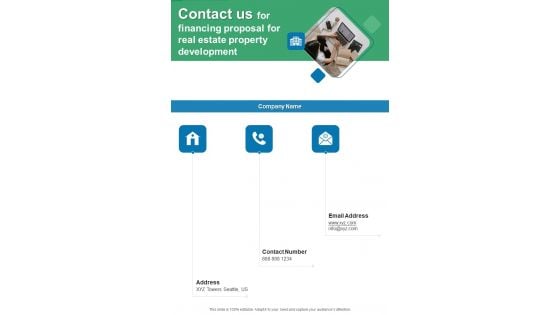 Contact Us For Financing Proposal For Real Estate Property Development One Pager Sample Example Document Contact Us For Financing Proposal For Real Estate Property Development One Pager Sample Example Document