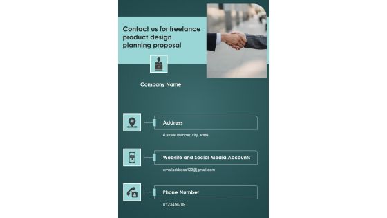 Contact Us For Freelance Product Design Planning Proposal One Pager Sample Example Document