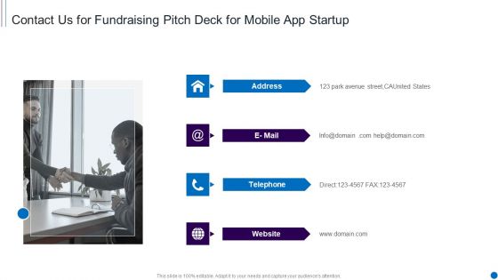 Contact Us For Fundraising Pitch Deck For Mobile App Startup Download PDF