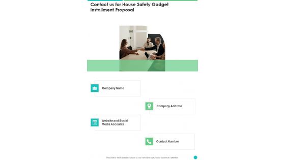 Contact Us For House Safety Gadget Installment Proposal One Pager Sample Example Document Contact Us For House Safety Gadget Installment Proposal One Pager Sample Example Document