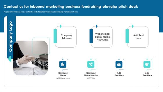 Contact Us For Inbound Marketing Business Fundraising Elevator Pitch Deck Mockup PDF