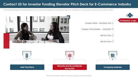 Contact Us For Investor Funding Elevator Pitch Deck For E Commerce Industry Rules PDF