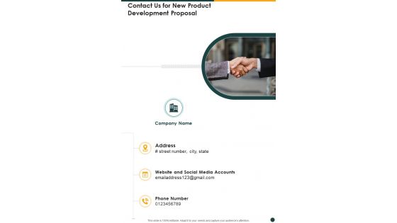 Contact Us For New Product Development Proposal One Pager Sample Example Document