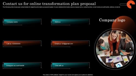 Contact Us For Online Transformation Plan Proposal Clipart PDF